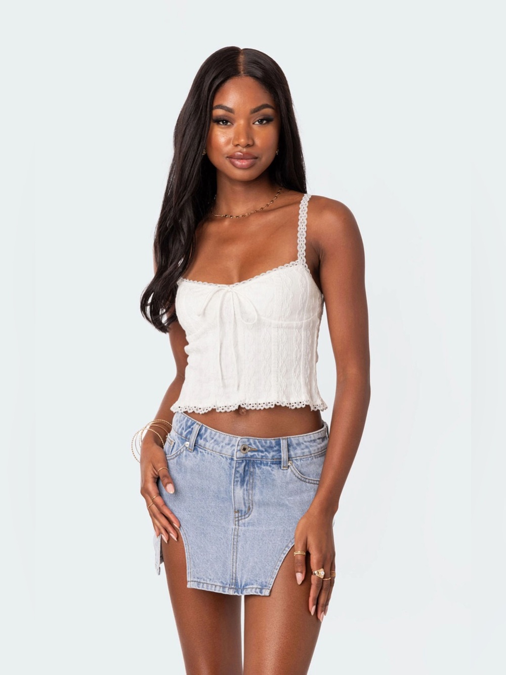 Edikted Lacey Knit Tank Top